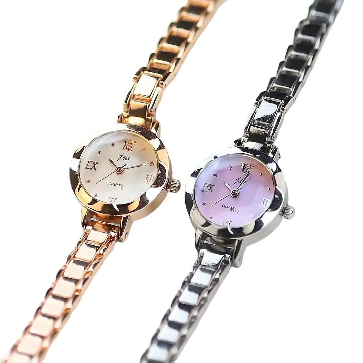 Women\'s Wristwatch Gold Bracelet Small Dial Elegant Watch with Heart Pendant Female Ladies Stainless Alloy Wrist Watch for Women