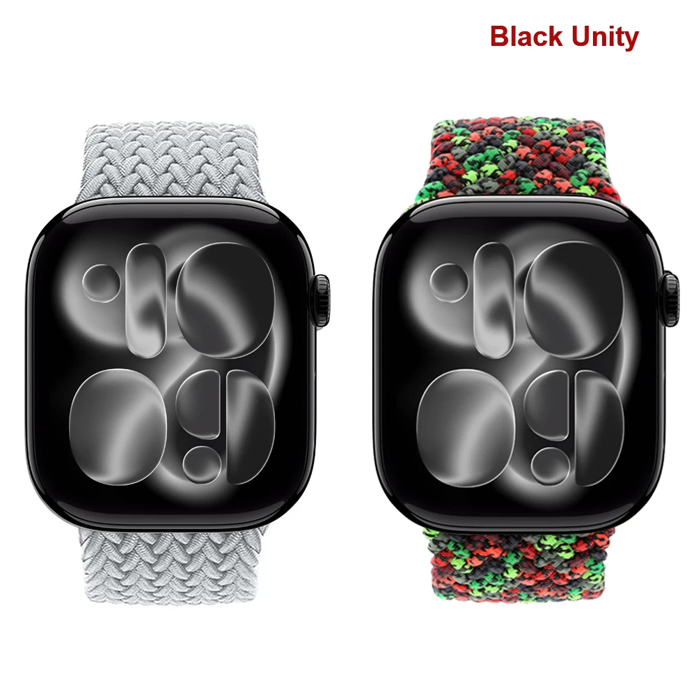 Bracelet tressé pour Apple Watch 44mm 40mm 45mm 46mm 49mm 41mm, bracelet noir Unity pour iWatch séries 11 10 SE 8 9 Ultra 2 3