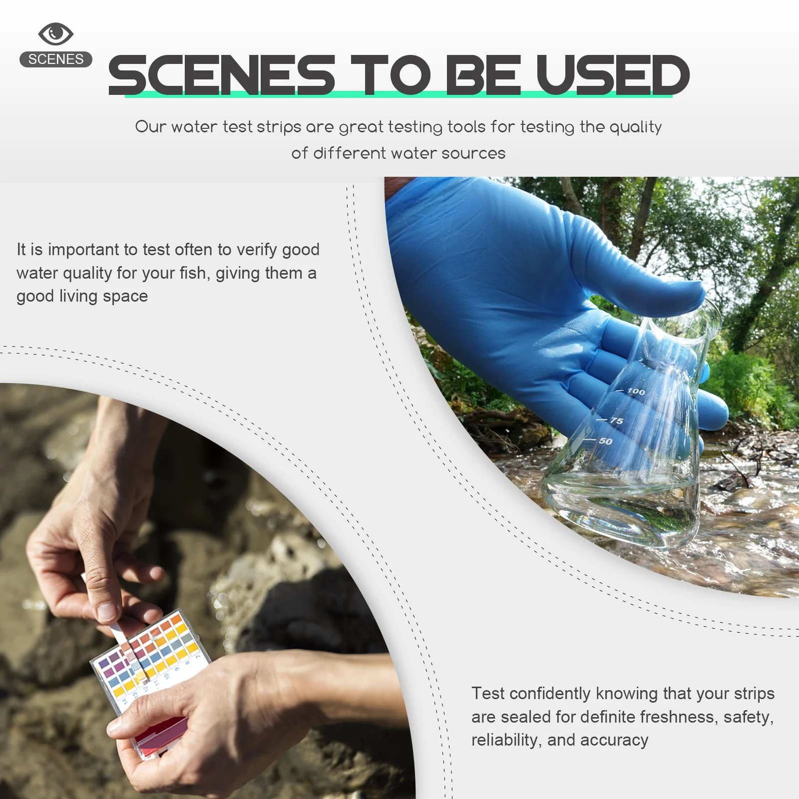 100 قطعة شرائط اختبار جودة المياه بركة سبا حوض استحمام ساخن شرب مجموعة اختبارات الاختبار الورق الصلب مقياس درجة الحموضة أداة اختبار المياه #6