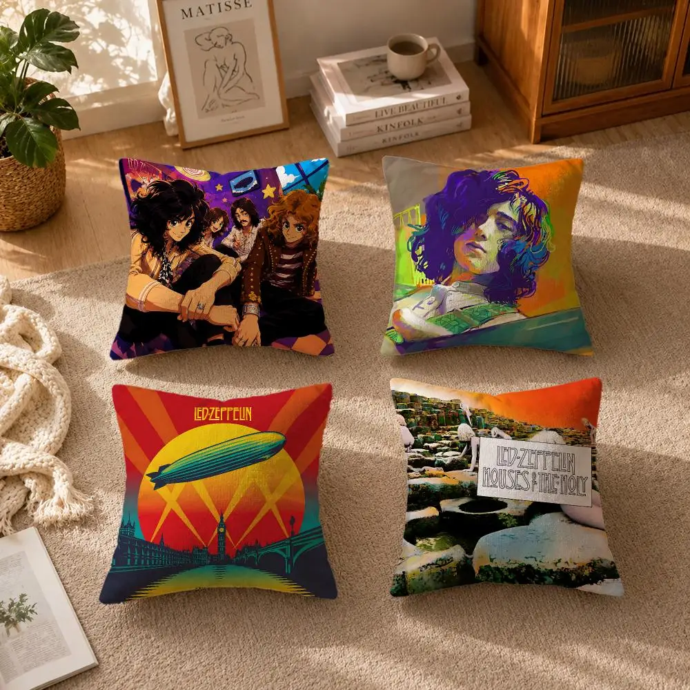 Band Led ZeppelinS Cushion Cover Soft Short Plush Zippered Cushion Covers 40/45/50cm Square Decor for Sofa Home