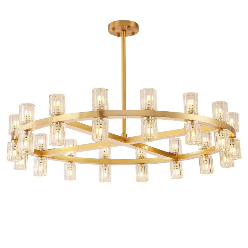 

Полностью медная современная простая новая круглая столовая, спальня, гостиная, скандинавский свет, роскошная романтическая хрустальная люстра