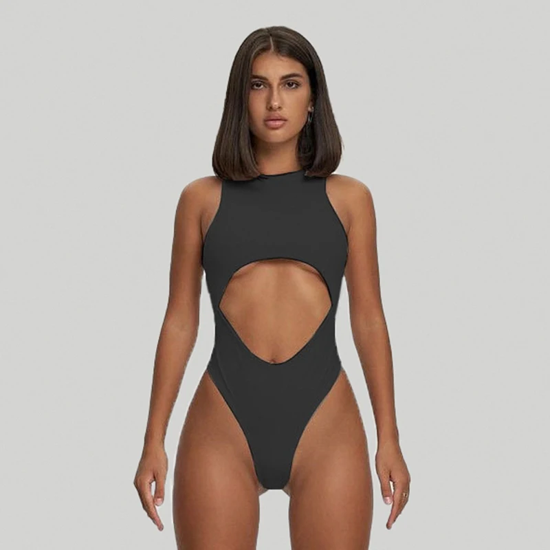 Biikpiik sexy aushöhlen ärmellose Frauen Bodys Clubwear o Hals rücken frei solide Stram pler prägnante Basic Overalls lässige Outfits