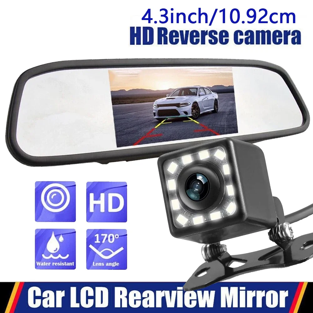 HD Reversing Camera & 4.3'' Display Monitor Night Vision Reverse Backup Camera Parking Full Set Assistance