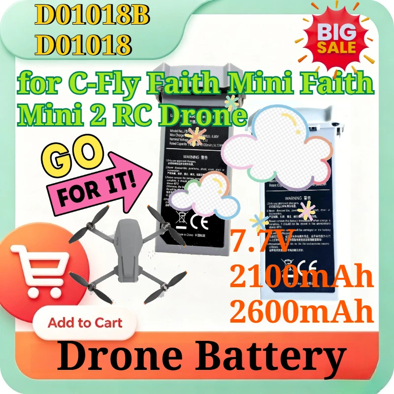 D01018B D01018 7.7V 2100mAh 2600mAh Replacement Intelligent Flight Battery for C-Fly Faith Mini Faith Mini 2 RC Drone Battery