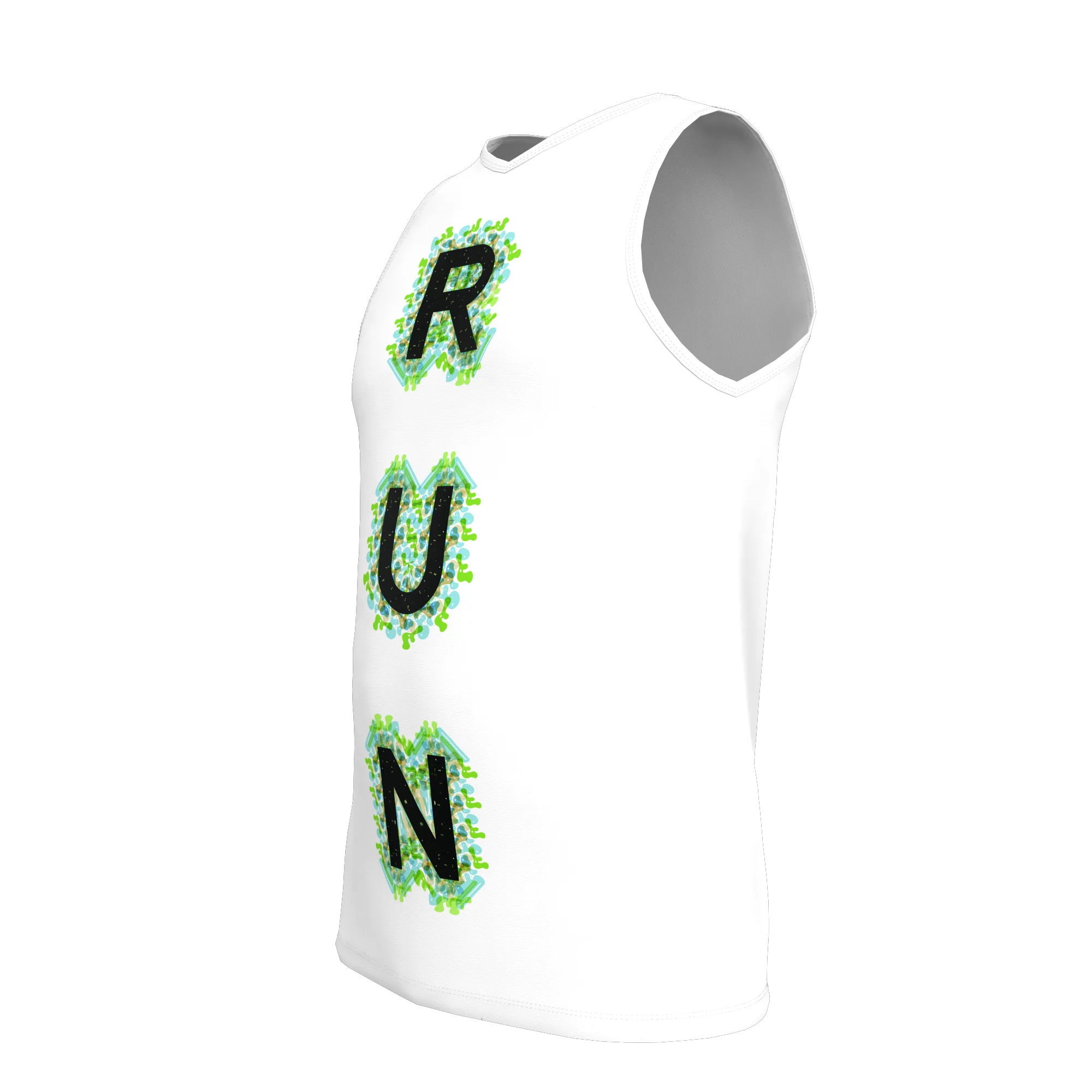 Hirbgod Mesn Ademende Tanktop Witte Kleur Run Logo Mannelijk Vest Snel Kleurstof Atletisch Jersey Top