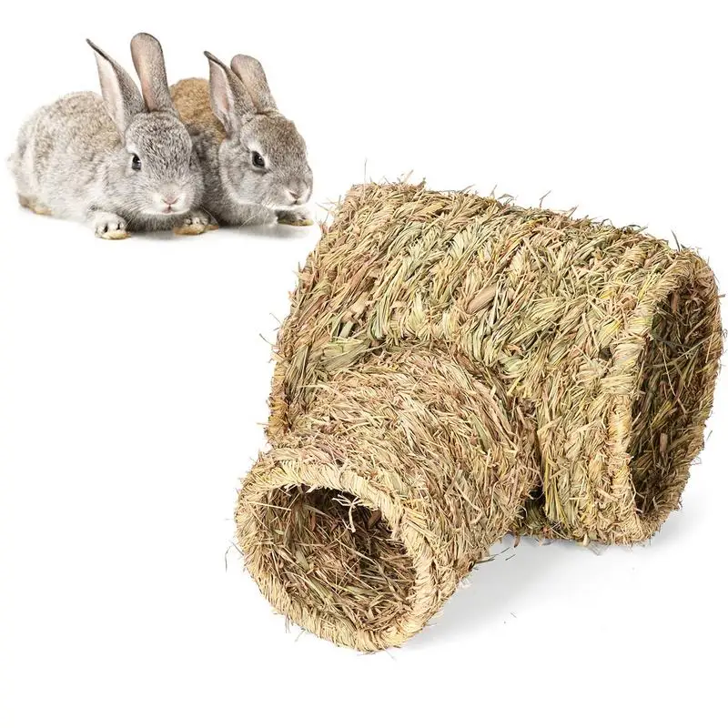 

Rabbit Grass Tunnel Small Animals Houses Pet Play Furniture For Chinchillas Dutch Bunny Tunnel Tube Woven Chew Toys for Hamster