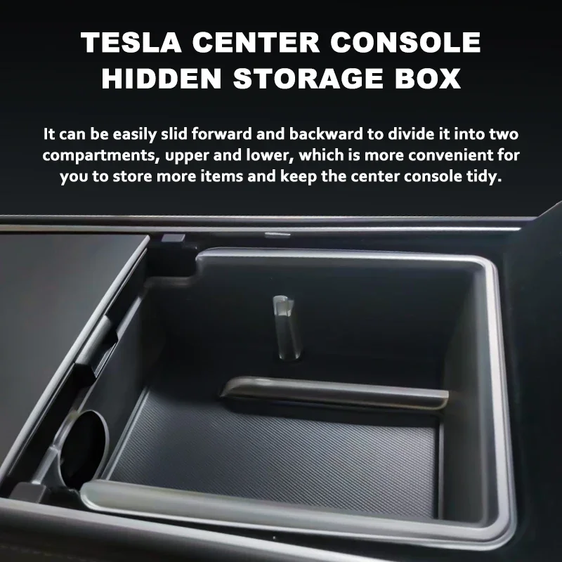 VASTZ Center Console Storage Box Organizer per Tesla Model 3 Y 2021 2022 2023 bracciolo centrale scatola nascosta portabicchieri Data Line Hub