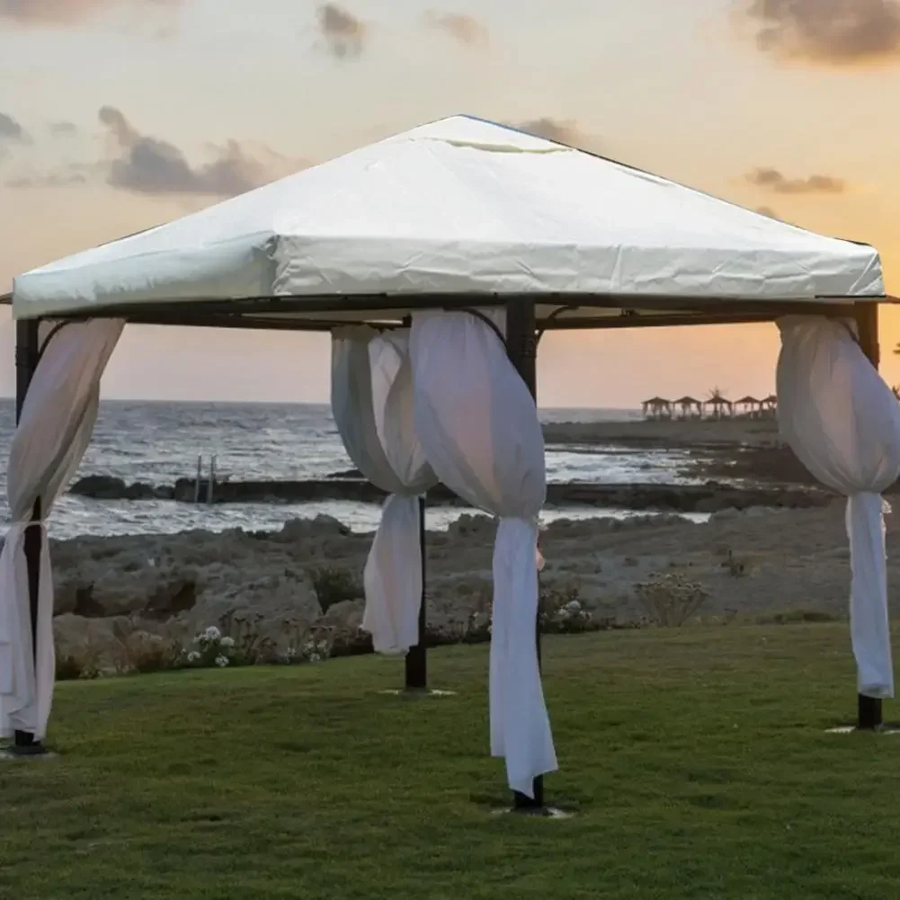 3x3m 300D Polyester Cloth Outdoor Replacement Canopy Top 2-Tier Gazebo Roof Cover Garden BBQ Gazebo Top Replacement Cover