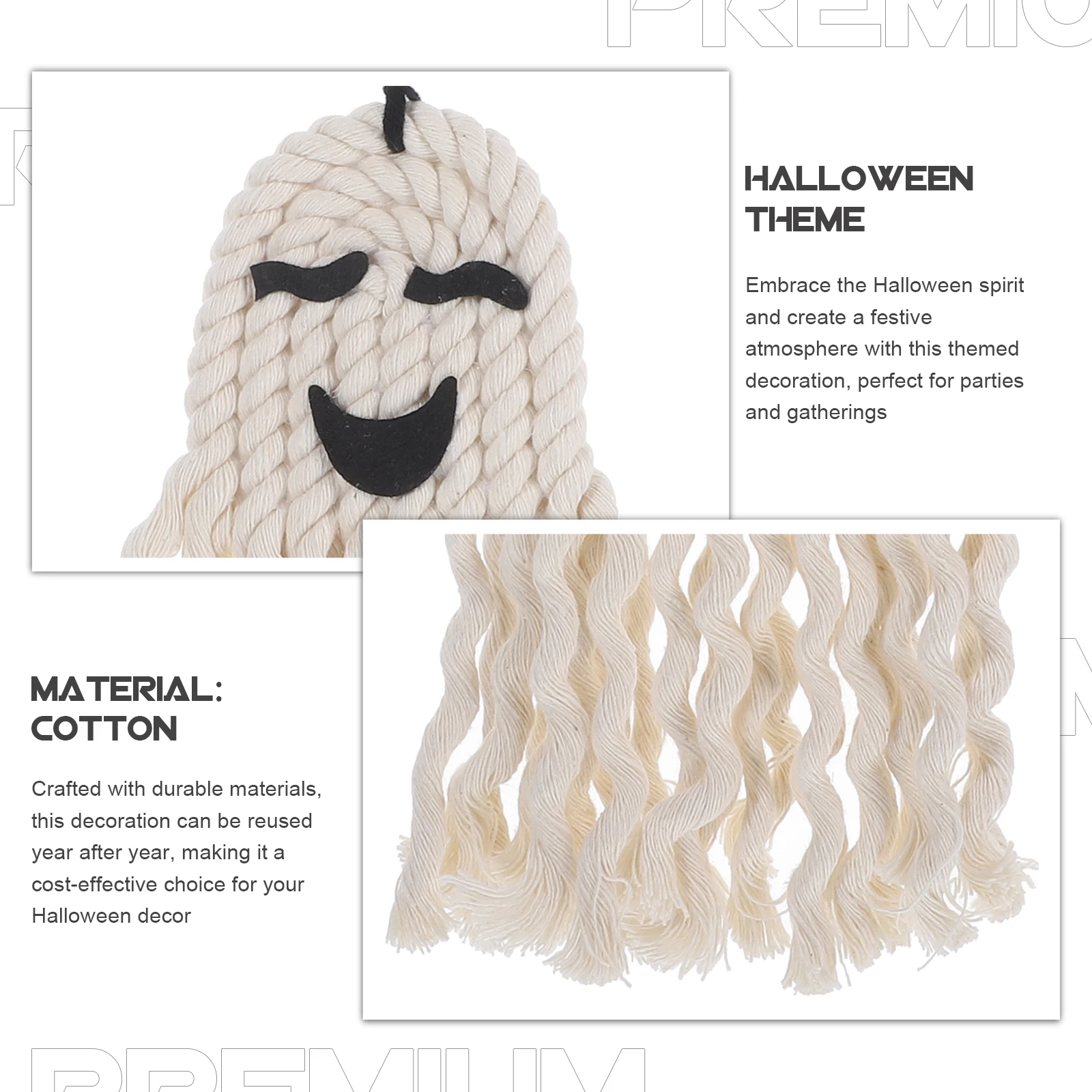 

Halloween Handmade Woven Wall Hanging Ghost Hanging Decor Party Pendant Haunted House Pendant Creepy Ghost Prop Halloween Scene