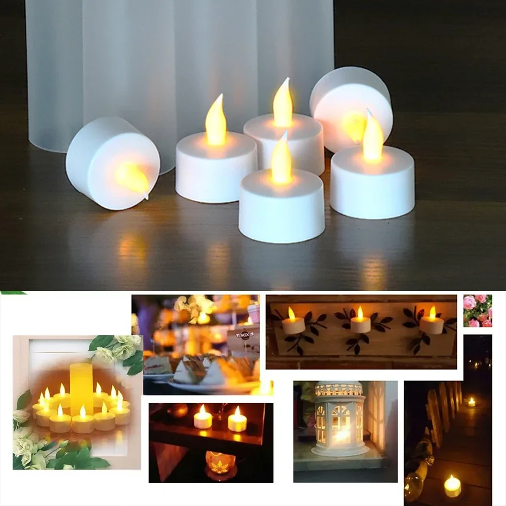 Set of 6 Rechargeable Candles Remote Controlled Flickering Flameless Tea Light Led Candle electric candle Halloween Decoration