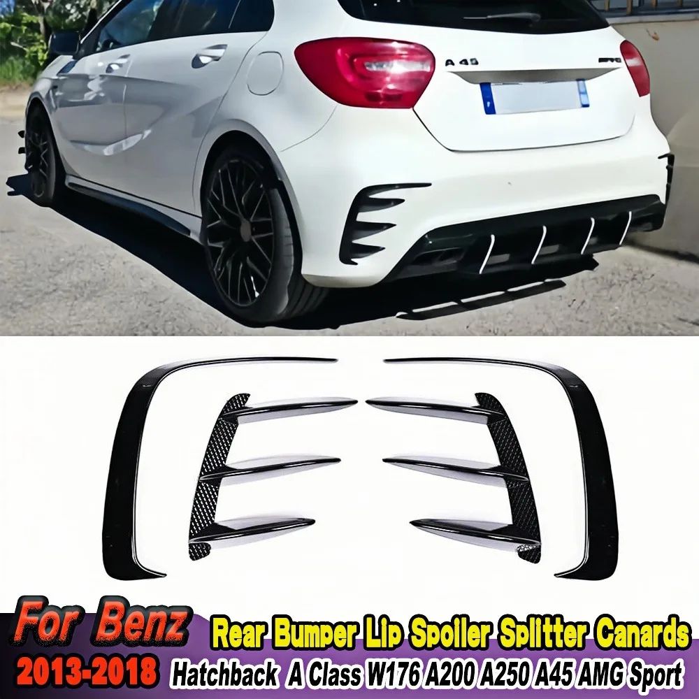 Rear Bumper Splitter Side Canard Spoiler ABS Air Vent Wind Knife For Mercedes A-Class W176 A45 AMG 2013-2018Hatchback Flap Cover