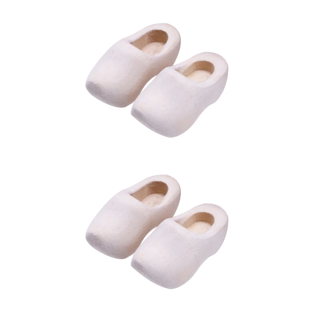 

4 Pcs Mini Wooden Shoes House Decoration Klompen Craft Baby DIY Crafts Supplies