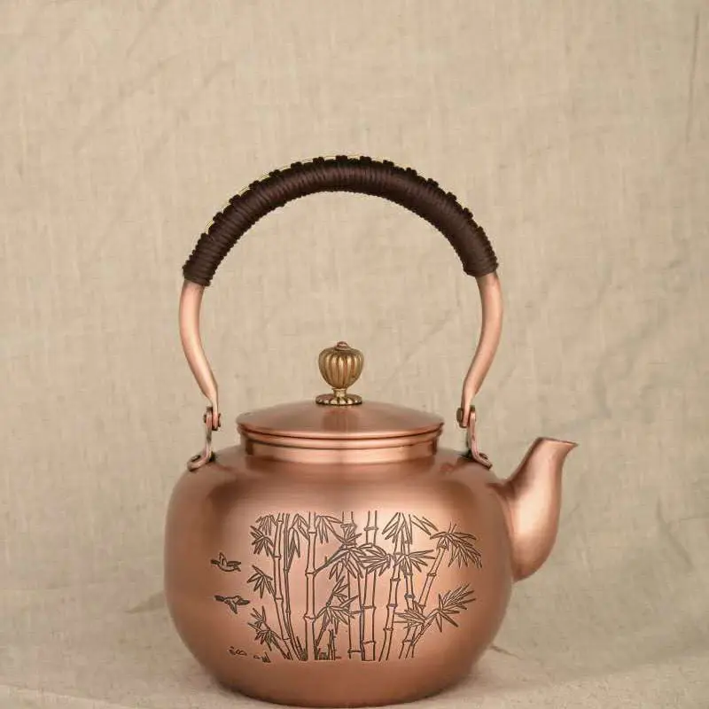 Old-fashioned Household Pure Handmade 1.2L Baifu Teapot Thickened Health-preserving Retro Tea Boiling Copper Kettle Water