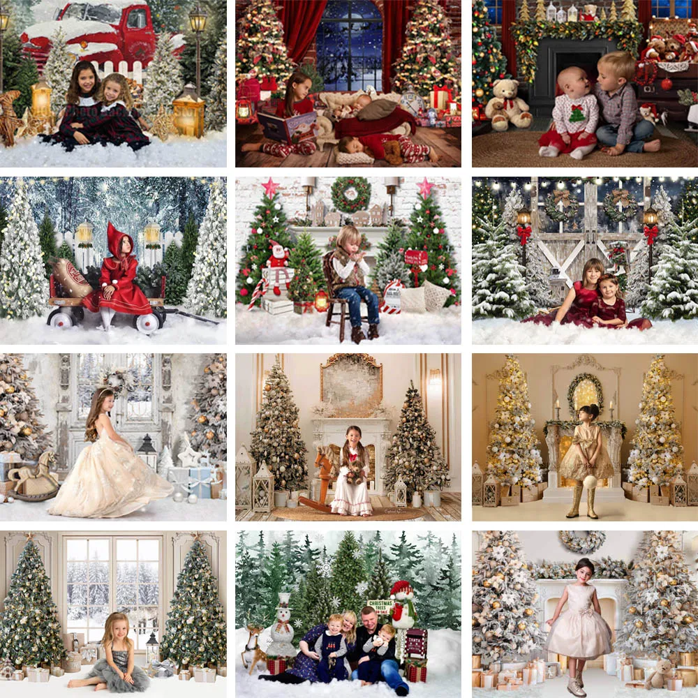 

Mocsicka Christmas Backdrop Photocall Winter Xmas Tree Props Kids Family Portrait Photography Background Photo Studio Photoshoot