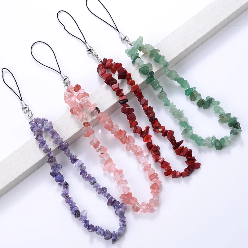 Fashion Creative Gravel Mobile Phone Chain Classic Beaded Phone Strap Lanyard Hanging Chain For Women Girls Anti-Lost Jewelry