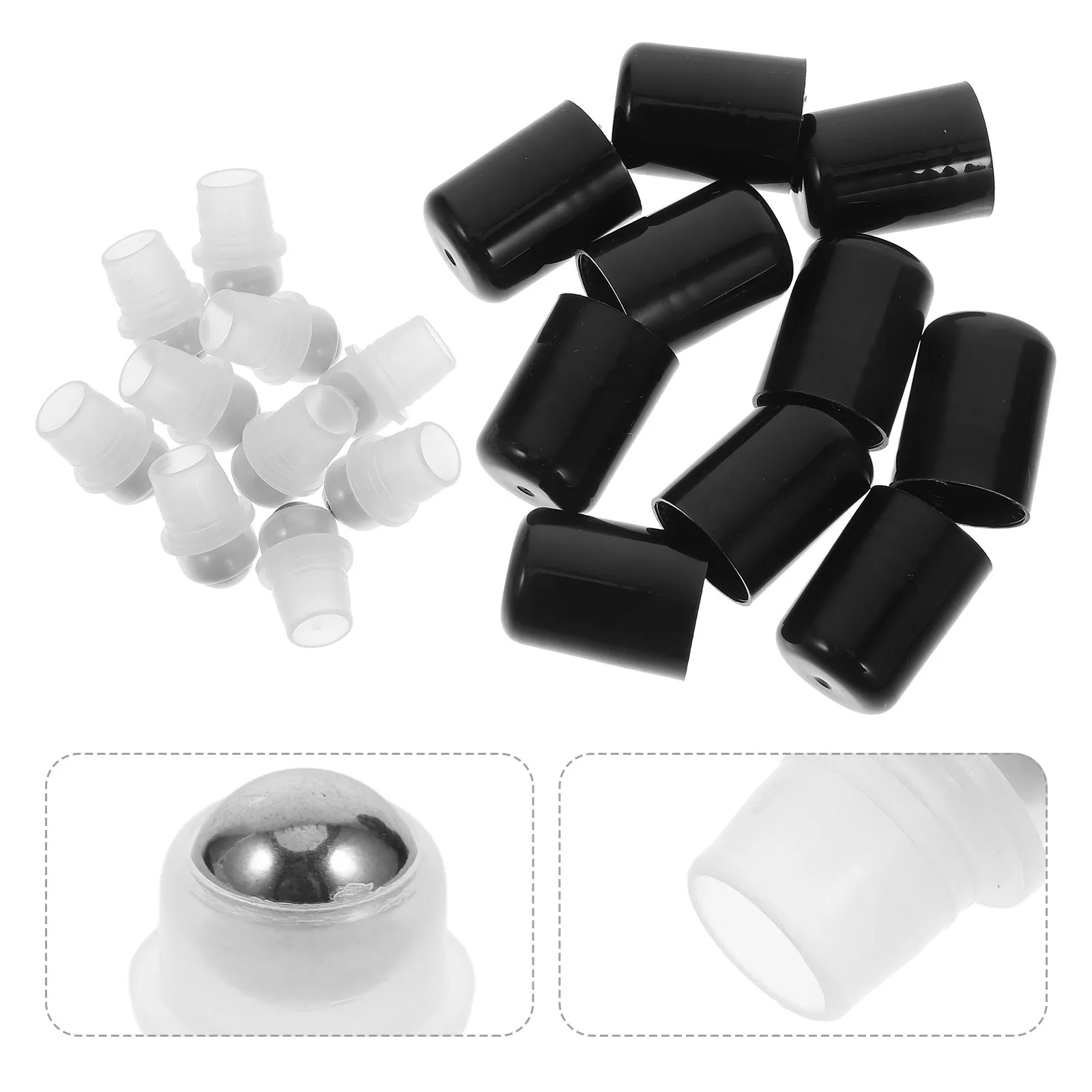 

20Pcs 18-Tooth Essential Oil Roller Ball Inserts with Dust Caps Refillable Leakproof for DIY Aromatherapy Blends Skin Roll on