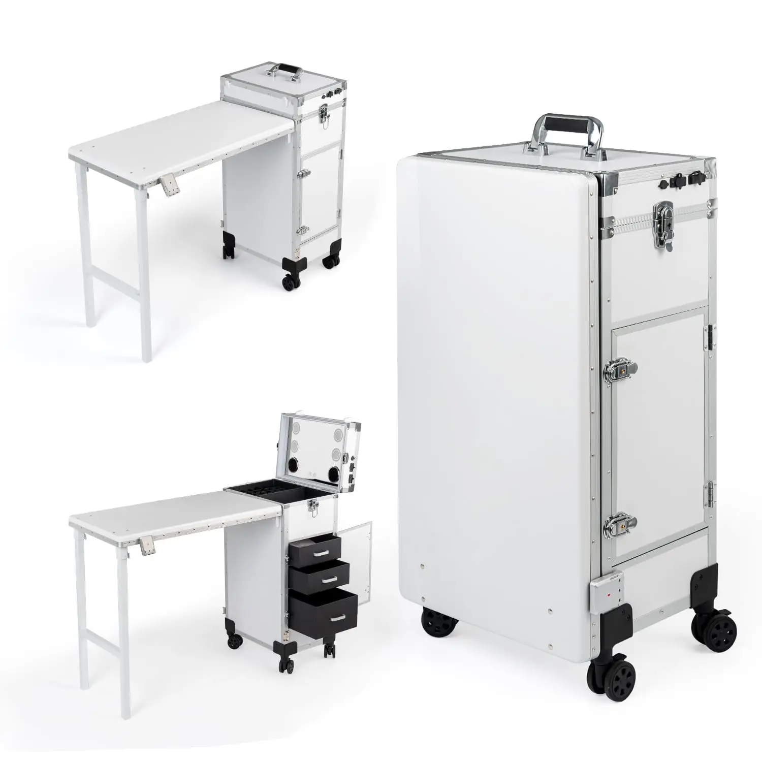 Nail Table Foldable Nail Table with Storage Drawers Foldable Travel Nail Station Suitable for Nail Art Technology Can Be Quickly Installed at home, in the salon, or when going out