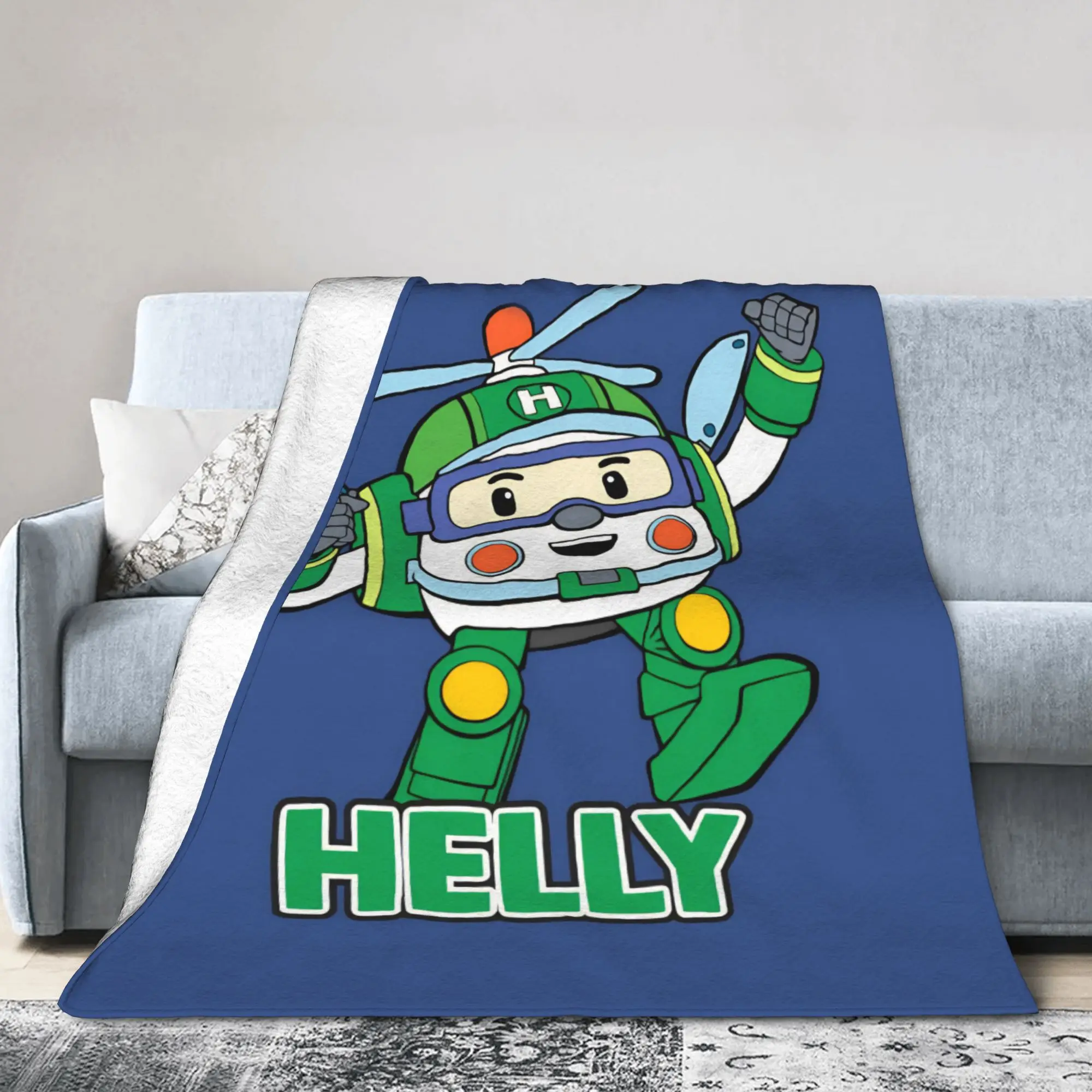 R-Robocars P-Polis Velvet Throw Blankets  Blanket for Bed Car Warm Bed Rug,