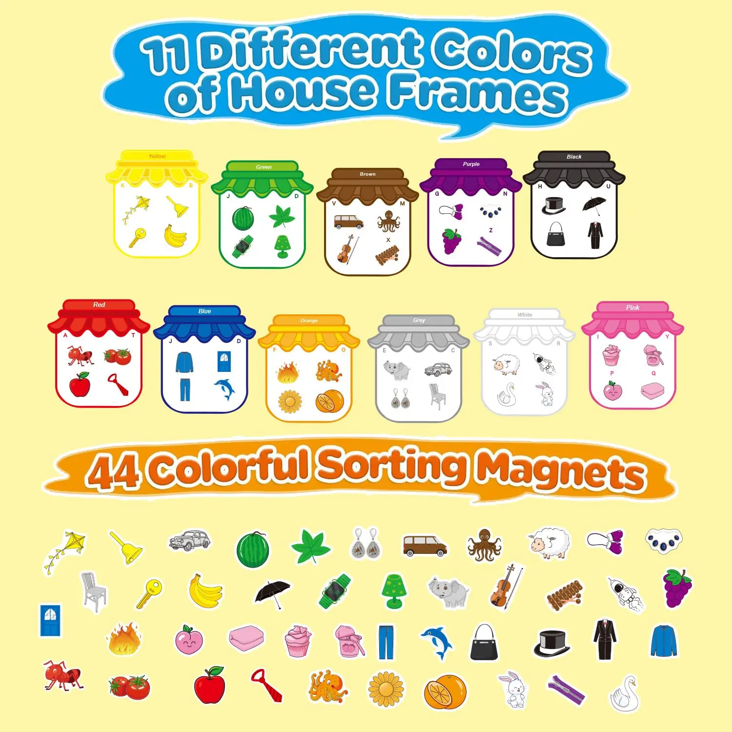 Magnetic Color Sorting Set Educational Fridge Magnets for Toddlers Montessori Magnetic Stickers for Color Recognition Learning