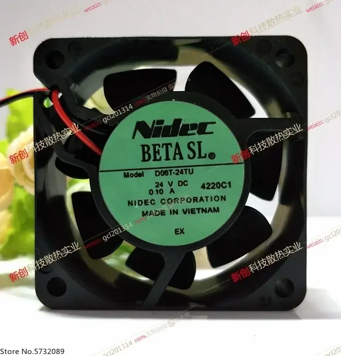 

5PCS Brand new original Japanese NIDEC 6025 24V 0.10A D06T-24TU 6cm frequency converter fan
