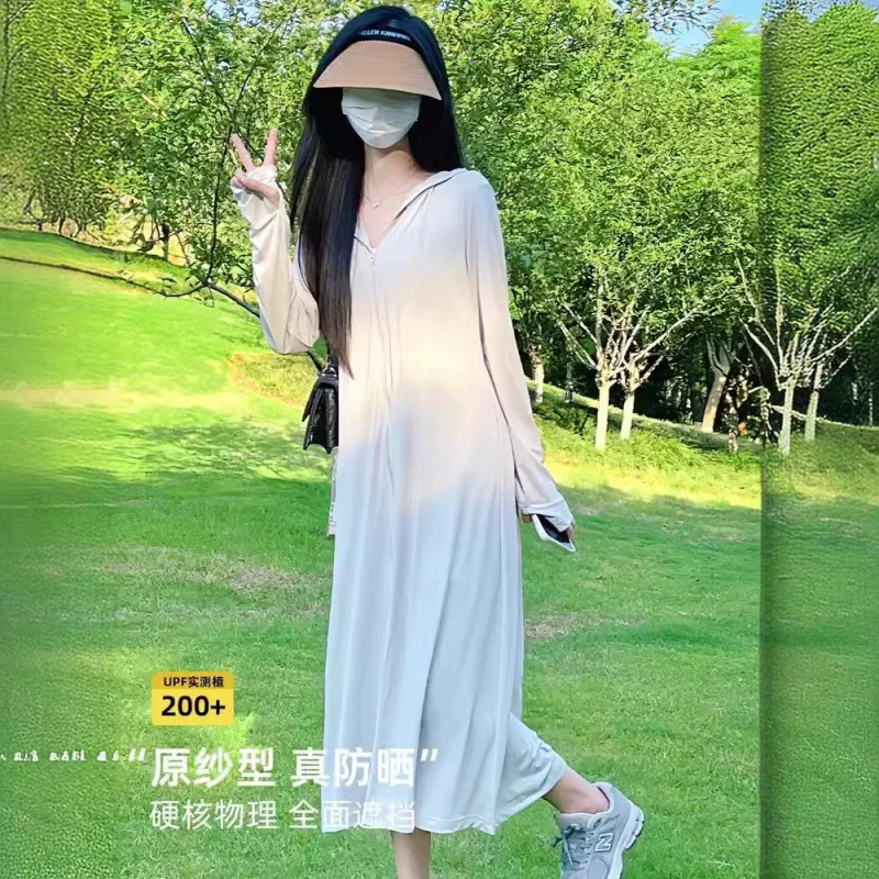 

UPF50+Original Yarn Ice Silk Wide Brim Sun Protection Clothing for Women, Summer Long Breathable Cool Feeling Full Body Sun Prot