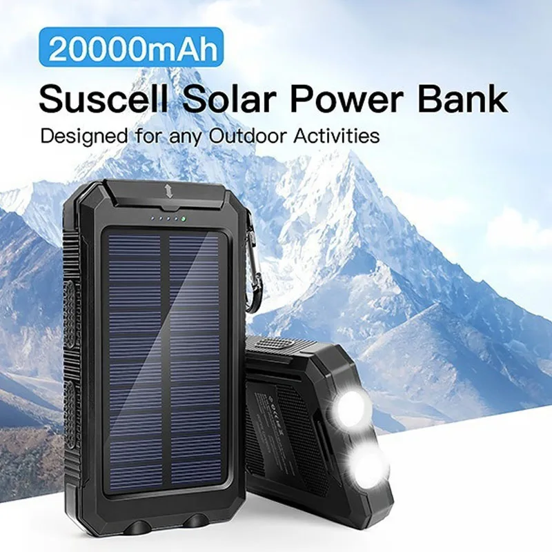 

Outdoor Waterproof Solar Power Bank Lighting Lamp 20000 Milliampere Large Capacity Compass Mobile Power Supply