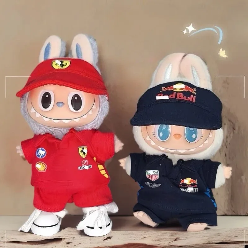 Ropa de muñeca de carreras F1 para Labubu 3,0, traje elegante y moderno, Mini uniforme de Labubu de felpa, accesorios para muñecas, regalos de navidad