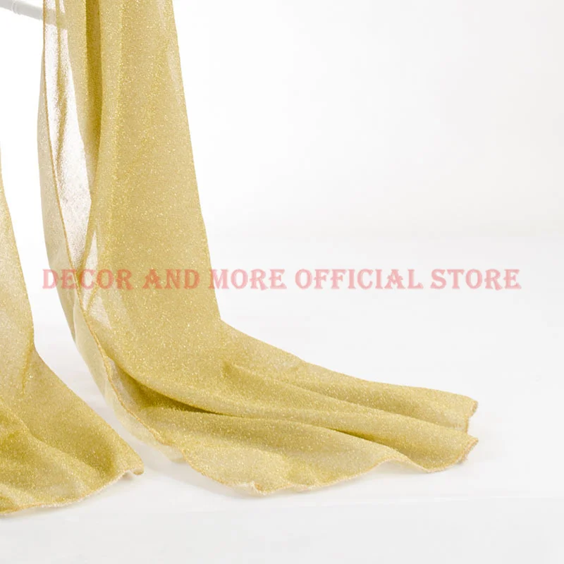 10PCS Polyester Solid Gold Chair Sashes Hotel Party Wedding Chair Covers Shining Decor Chair Ties Chair Hood 70X300CM