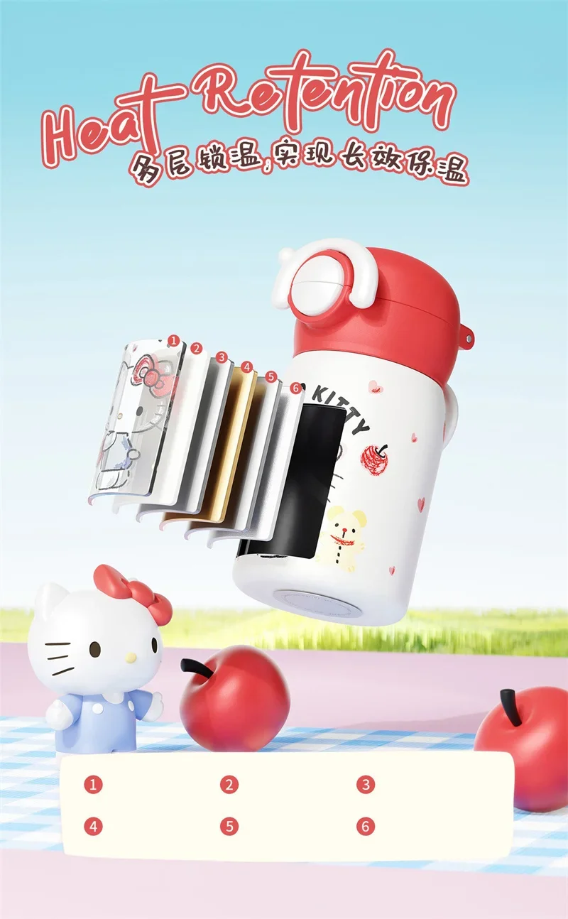 X&W Hello Kitty Theme Insulated Cup 316 Stainless Steel Girl Cute Straw Cups Portable Outdoor Travel Vaccum Flask Perfect Gift
