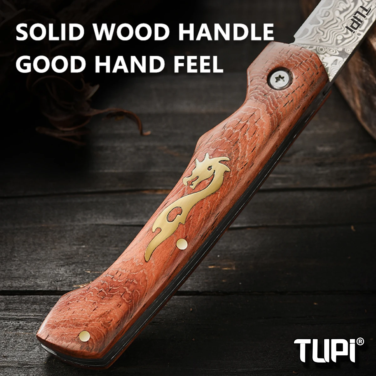 

Damascus Steel Fruit Knife, Sharp Folding Pocket Knife for Melon & Vegetable Cutting, Portable Mini Pocket Knife