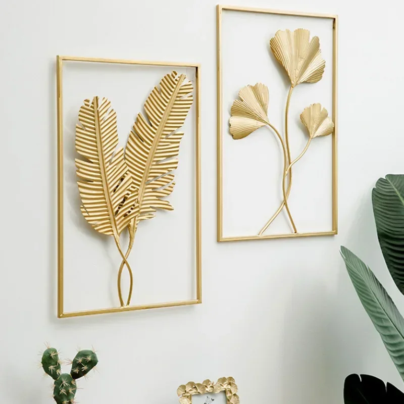 Nordic Metal Leaf Plant Wall Decor ferro battuto appeso a parete Non perforato murale soggiorno camera da letto decorazione della casa Hot