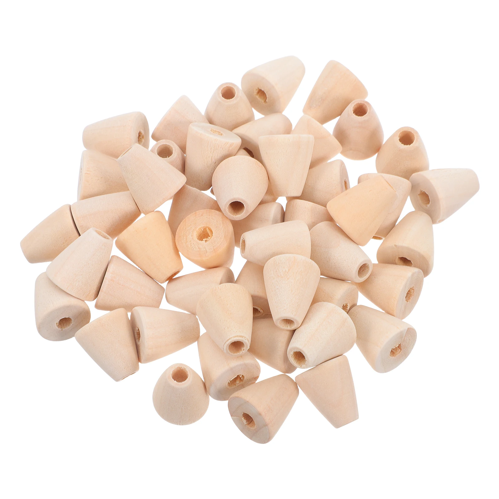 100 pçs forma de cone contas de madeira crianças diy artesanato kit natural inacabado contas para fazer jóias atividades de aprendizagem em casa escola