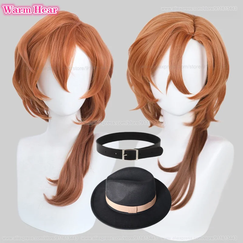 

New! Nakahara Chuuya Synthetic Wig Anime 55cm Gradient Cosplay Wig And Hat Heat Resistant Cosplay Anime Party Wigs + A Wig Cap