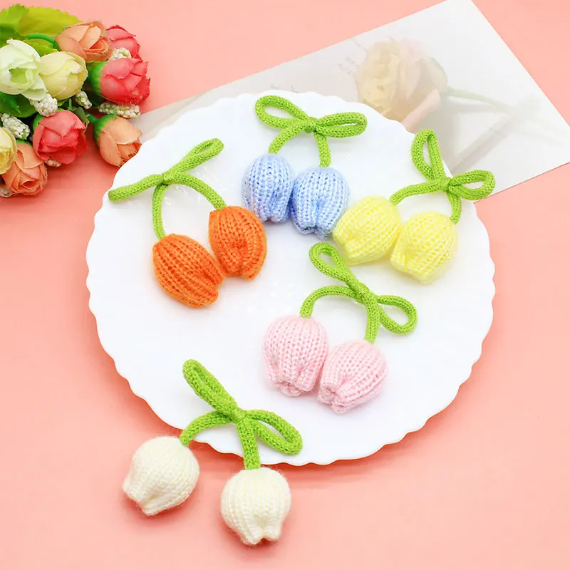 10 Stück Doppelköpfige Tulpenknospen-Blumendekoration für Röcke, Kleidung, Schultaschen, DIY-Anhänger-Zubehör – Detail 1
