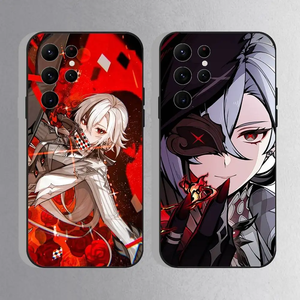 

ARLECHINO Genshin Impact Phone Case For Samsung S10,S21,FE,S21 ,S26,S25,S24,S23,Ultra,S9,S22,Plus Black Shockproof Silicone Sof