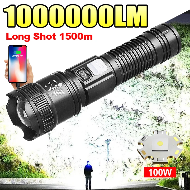 

Super Bright Flashlight Portable Rechargeable LED Lamp Most Powerful Tactical Lantern Waterproof Outdoor Camping Fishing Lights
