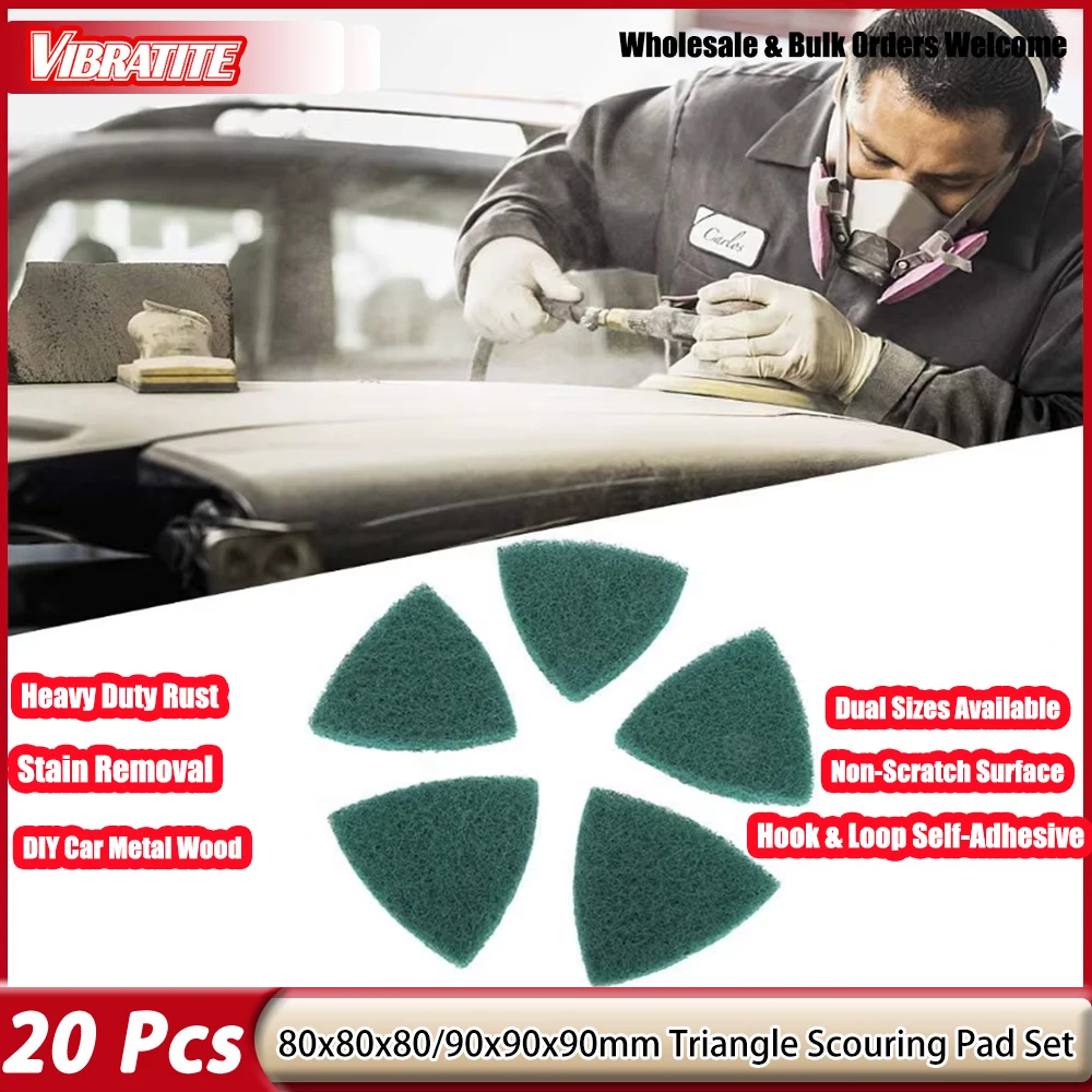 20 Pcs Triangle Scouring Pad 90*90*90/80*80*80/98*140*140mm Set Abrasive Accessories Industrial Scouring for Sparkle Brushed Mat