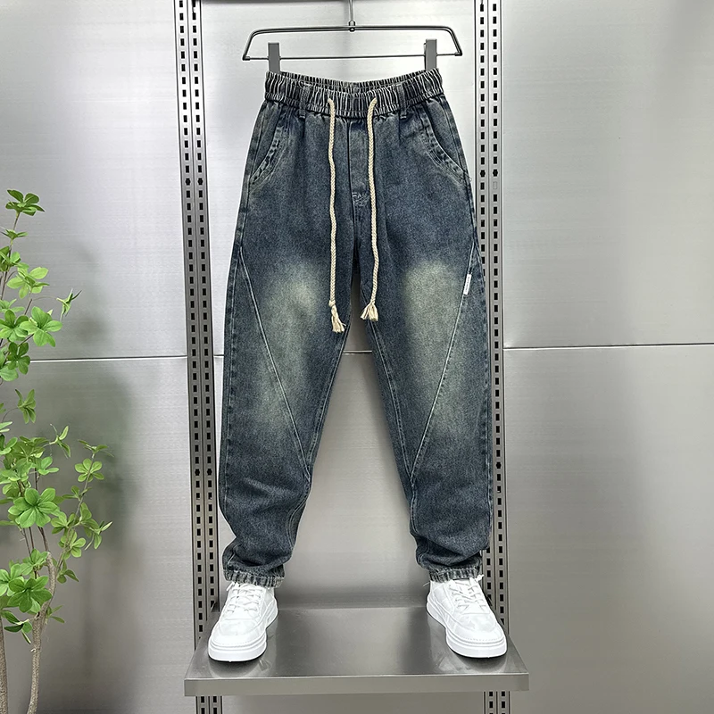 Retro Washed Loose Fit Men's Jeans Casual Workwear Straight Leg Long Pants Spring Autumn Style Youthful Wear Resistant