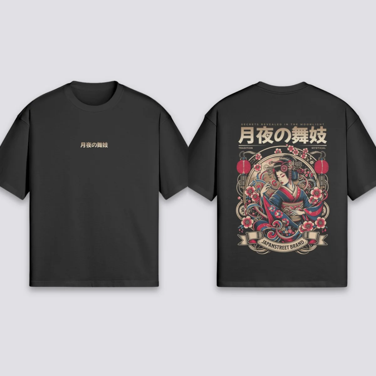 Nouveau T-shirt Geisha avec médaillon, vêtements japonais, impression graphique, style unisexe haut de gamme, pour hommes et femmes