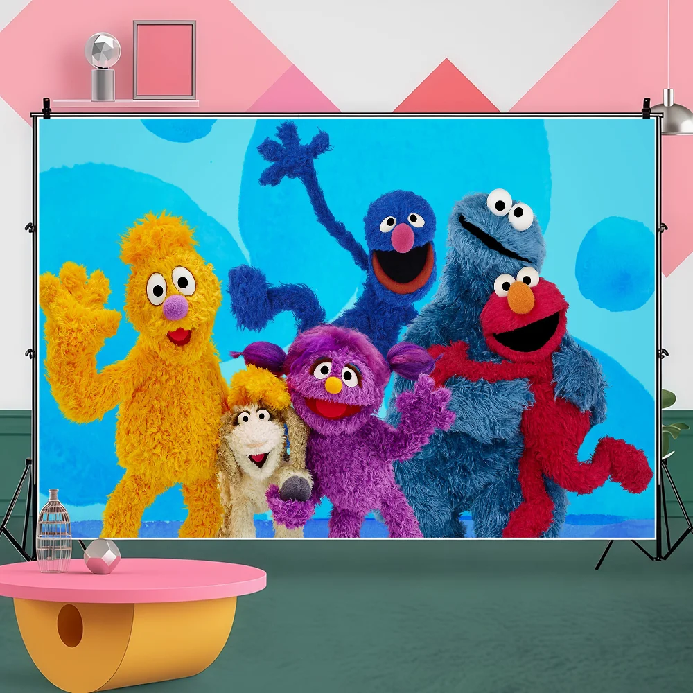 Fondo fotográfico de Barrio Sésamo ELMO de galletas bonitas, fondos de fotografía para fiesta de feliz cumpleaños para niños, pancarta, fondos para sesión de fotos