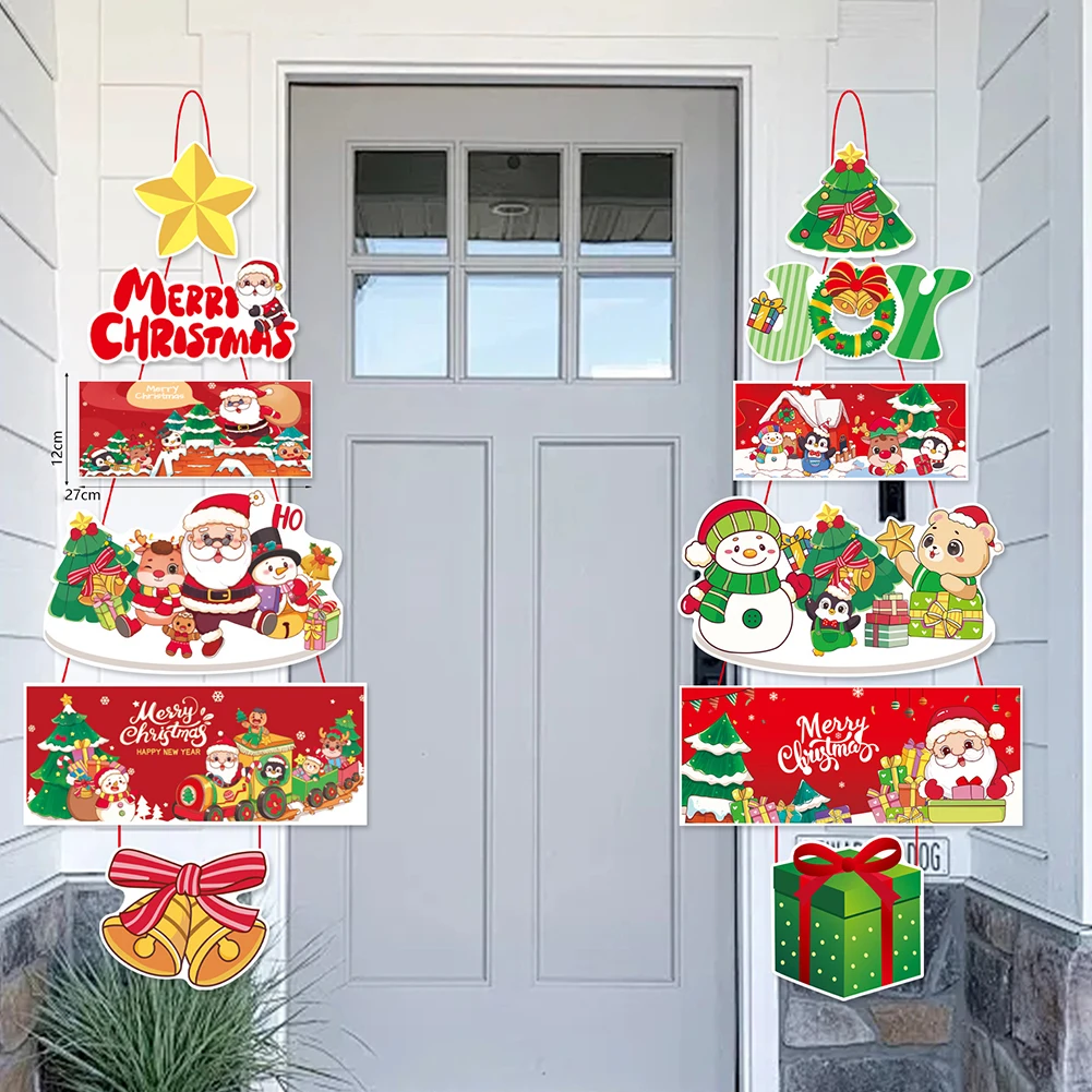 Christmas Porch Decorations Christmas door hanging for Home Outdoor Santa Claus snowman Christmas decoration props