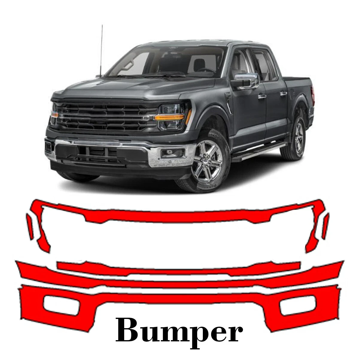 

For Ford F-150 XL XLT 2024-2025 TPU Paint Protection Film Self-Healing Clear Bra Pre-cut PPF Front Bumper Anti-Scratch Resistant