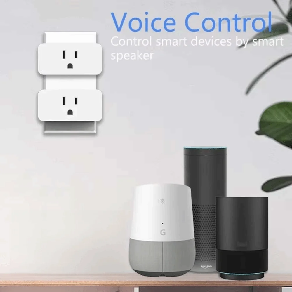 Remote Voice Control Mini WiFi Smart Plug 110-240V 10A US Plug Smart Home Socket Remote Control Timing Function US Smart Plug