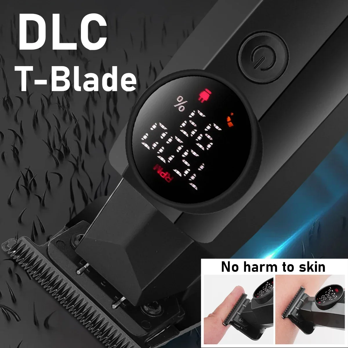 Hair Trimmer for Men DLC T-Blade LED Display USB Interface Ceramic Blade Professional Hair Clipper Finishing Machine Barbershop