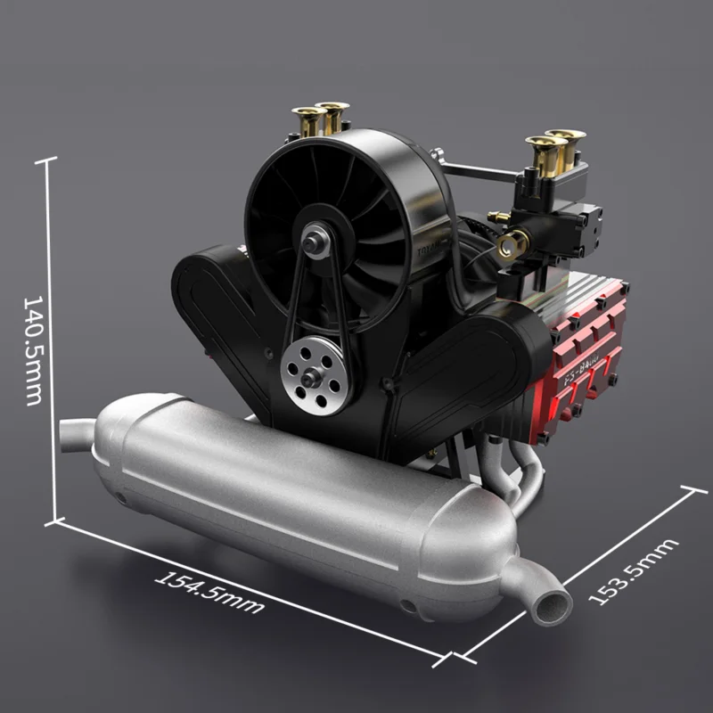 TOYAN FS-B400AC Kit de modelo de motor de metanol de potencia real de 4 cilindros opuestos horizontalmente de 4 tiempos-versión DIY