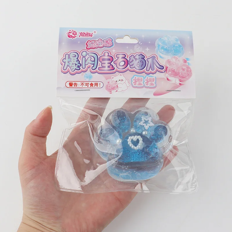 Creative Cat Paw Decompression Toys Gemstone Cat Paw Pinch Soft Vent Ball Squeeze Slow Rebound Stress Relief Artifacts Toy Gifts