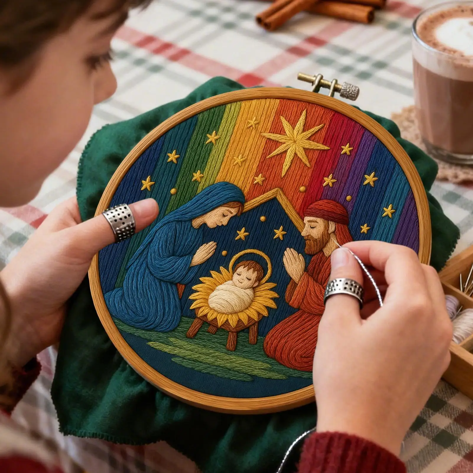 Nativity Embroidery Kit Handmade Nativity Thread Craft Christmas Ornament Embroidery Kit For Stocking Holiday Fall Halloween