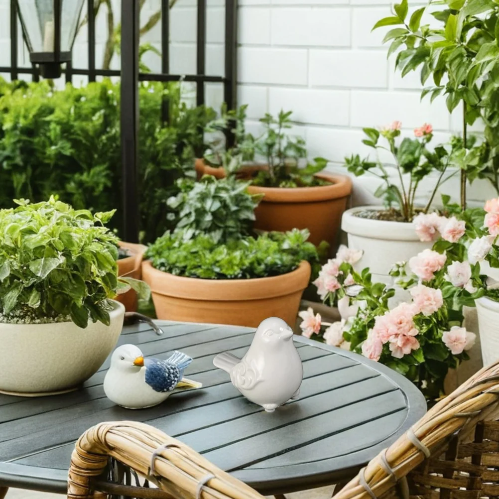 

2 Pcs Home Decor Bird Adornment for Statues Garden Sculptures Animal Decorative Ornaments