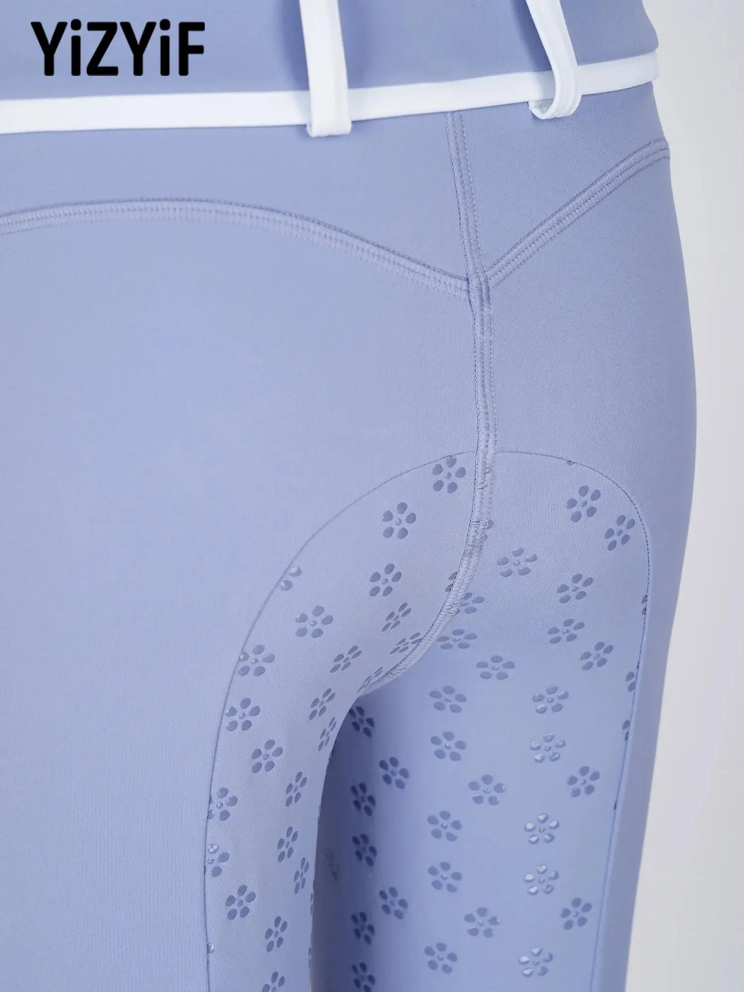 Kids Girls Professional Horse Riding Pants Non-slip Full Seat Contrasting Trim Equestrian Leggings with Pockets And Belt Loop