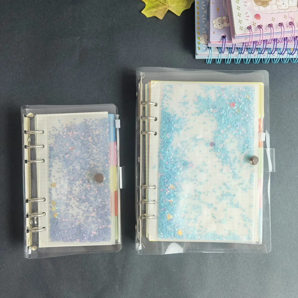 A5/A6 Creative Storage Bag Journal Girl Accessories Shaking Card Sequins  Decorative Journal Binder Zipper Bag Stationery